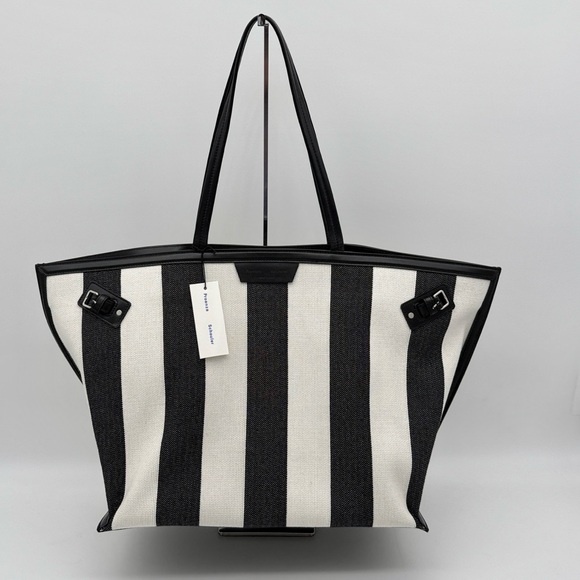 Proenza Schouler Days Carryall Tote in Striped Canvas Black White - Picture 2 of 12